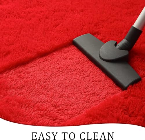 Image of Present Carpet for Room, Shaggy Rugs Fluffy Carpets, Indoor Modern Plush Area Rugs for Living Room Bedroom Kids Room, ETC Red 3x5 feet