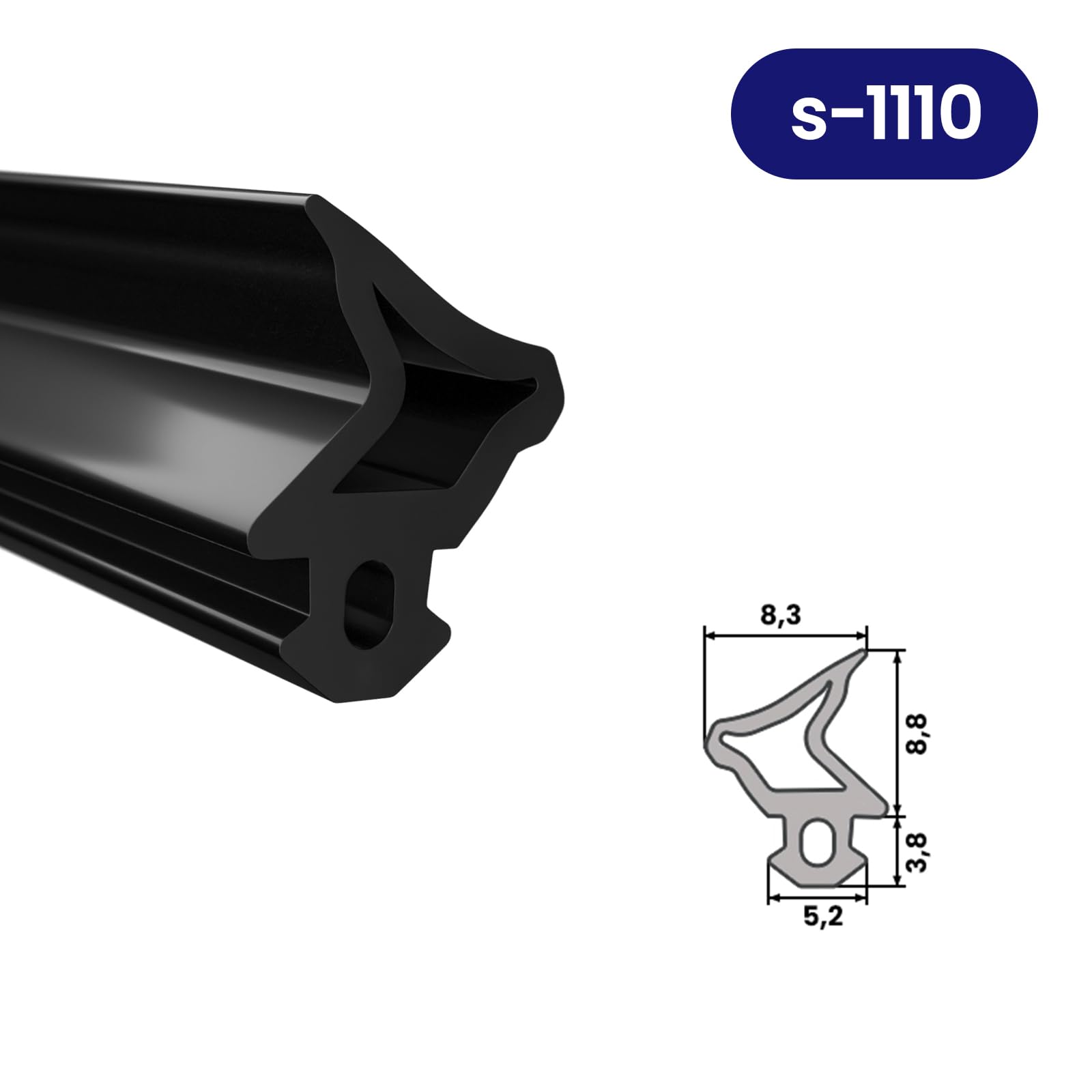 DQ-PP Fensterdichtung – Schwarz – 50m – S-1110 – Für DECEUNICK PVC Fenster – Gummidichtug Dichtband – Kunststofffensterdichtungen – Profildichtung Türdichtung