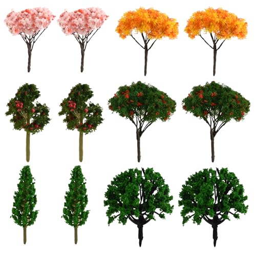 HUIANER Miniature Fairy Garden Tree Plant Ornament, Miniature Dollhouse Pots Decor Moss Micro Landscape DIY Craft Garden Ornament 12 Pcs