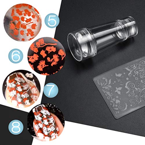 FRCOLOR Clear Jelly Nail Art Stempel mit Schaber Doppelend Silikon Nagel Stempel Maniküre Werkzeuge für Gestempelte Nail Art – Bild 5
