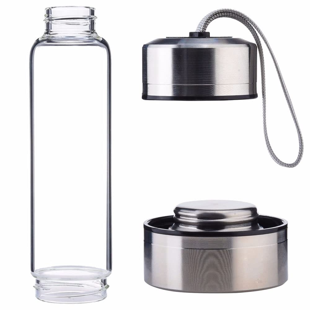 SAHKGYE Botella De Agua De Cristal Natural Botella De Agua Infundida con Gemas De Cristal De Cuarzo Healing Elixir Point Reiki Crystal Obelisk Wand Stick Botella De Agua Deportiva (Color : Sapphire)