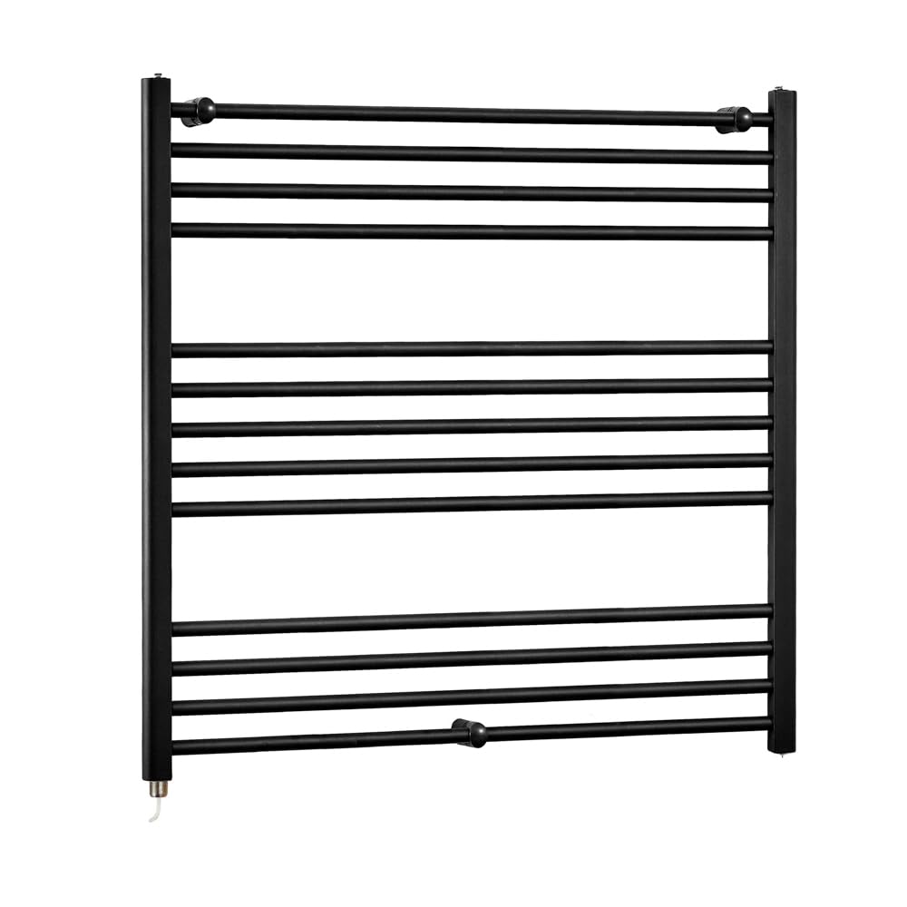 Milano Nero 800W Black Straight Bar Electric Heated Towel Rail - 1000 x 1000mm
