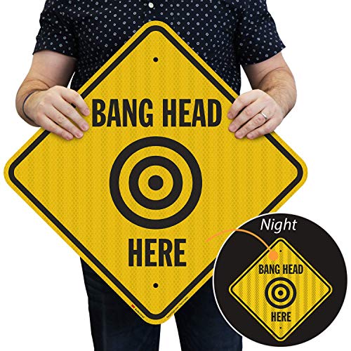 Panneau Bang Head Here en aluminium réfléchissant 3M 45x45 cm