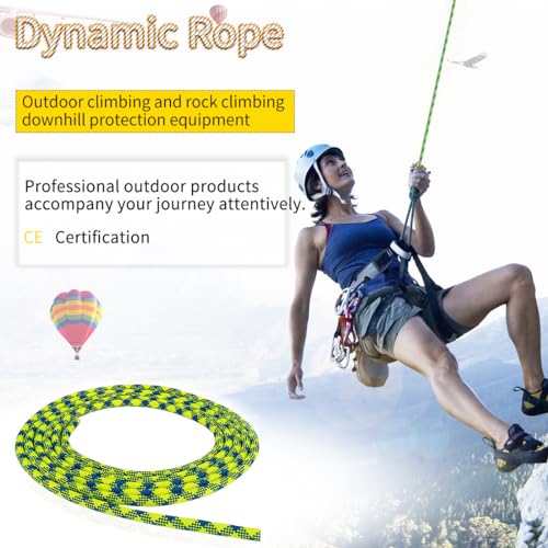 Newdoar ROPE009-10GREEN 10.5Mm(3/8In) Dynamic Rope,24Kn(5399 Lb) Robust Nylon Kernmantle Rope,3 Sizes Multipurpose Rope thumb #5
