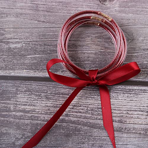 Sither Glitter Jelly Bangles Bracelets Set For Women And Girls Color Silicone Bracelets Sparkling Fashion Glitter Bracelets For Halloween Party Christmas Gift (Red) #TOP1