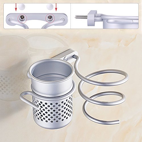 Organizador multifuncional de aluminio para secador de pelo para baño 5