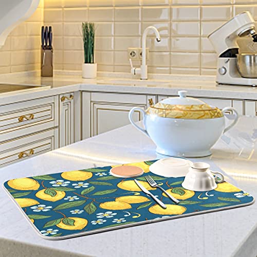 Vvfelixl G69104627P523C558S1114 Dish Drying Mat Yellow Lemons Fruits Dish Mat Microfiber Drying Mat thumb #5