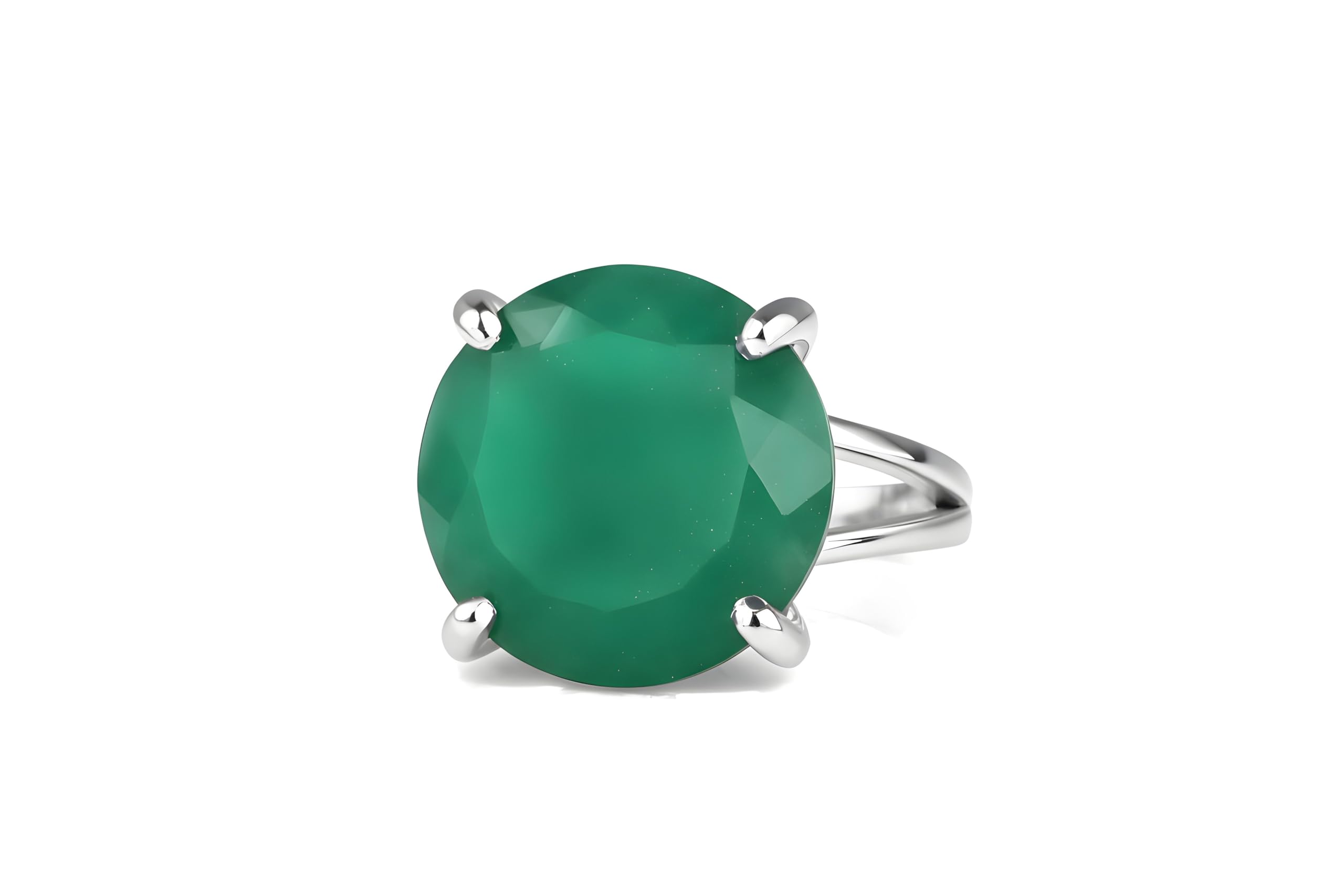 Anillos Personalizados de Piedras Preciosas para Mujer - Onix Verde en Plata de Ley 925 Banda Doble - Anillos Personalizados Hechos a Mano - Caja de Joyas Gratis y Grabado Personalizado Disponible