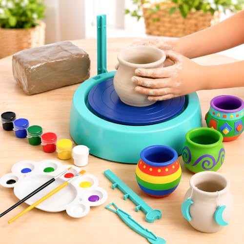 Image of Kidsmate Pottery Making Kit for Kids | DIY Art & Craft Clay Kit with Battery Operated Pottery Wheel, Paints, Tools & Brushes | Creative Toys for Kids 6+ Years