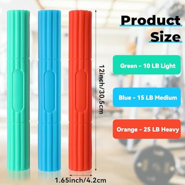 3 Pcs Twist Hand Exerciser Bars for Physical Therapy - Relieves Tendonitis Pain & Improve Grip Strength - Tennis Elbow, Golfer's Elbow, Tendonitis, Wrist, Forearms Pain Relief Hand Therapy Bar