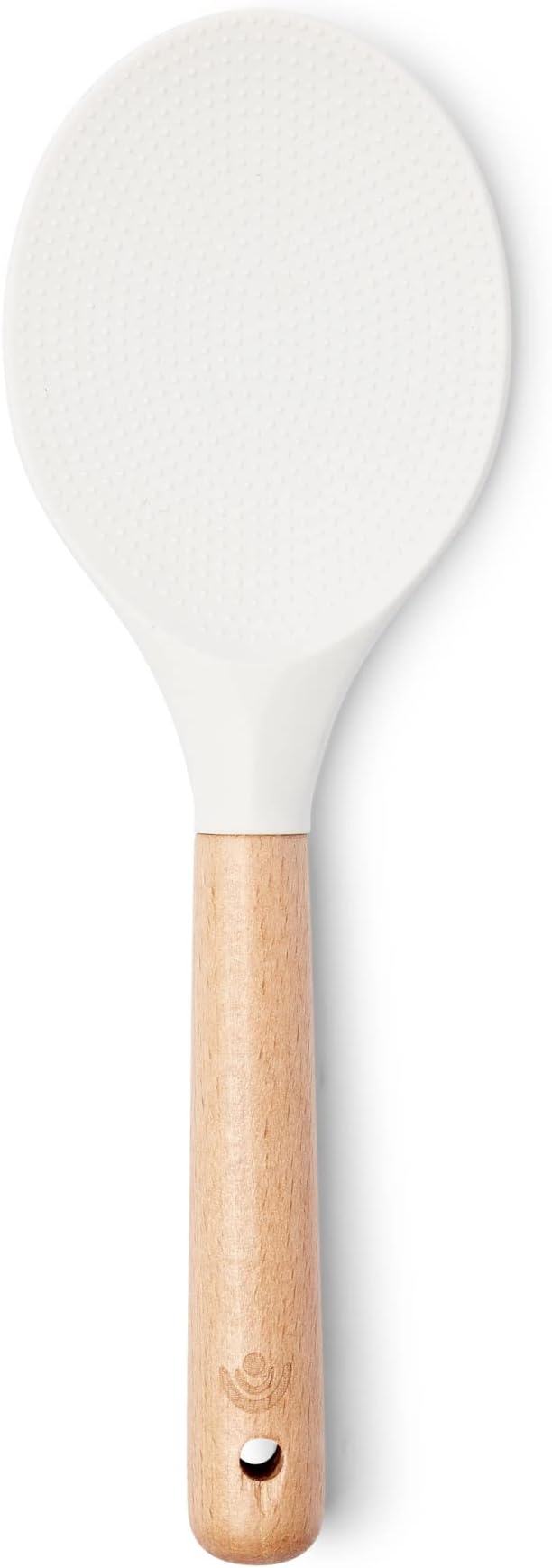 Yum Asia Premium Rice Spatula with Beech Wood Handle and Premium Silicone (Spoon Spatula, Ice White)
