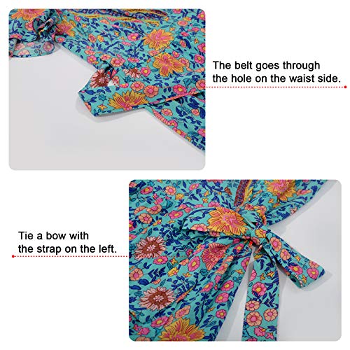 PopReal Mommy and Me Dresses Boho Casual Maxi Dress Summer Short Dress V Neck Wrap Floral Print Short Sleeve3