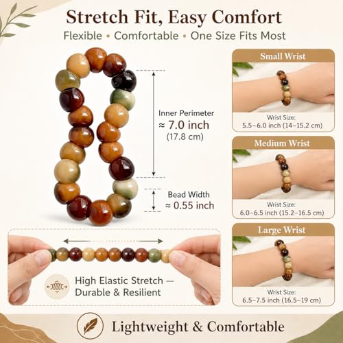 Image of Fidget Bracelet for Women Natural Bodhi Seeds Beaded Anxiety Stress Bracelets Zen Fidget Stretch Bracelets Alleviate Protection Healing Bodhi Jewelry Gifts for Women Men