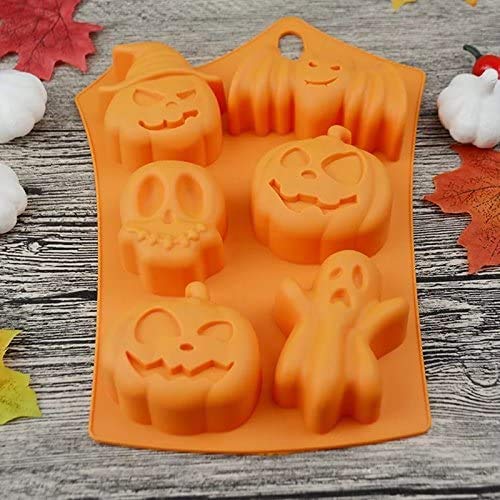 Fantasyon 2 Pcs 3D Halloween Silicone Ghost Pumpkin Baking Mold Set Candy Silicone Molds with Chocolate Cupcakes Bat Skull Shape for Halloween for Halloween Kitchen DIY Baking Tools
