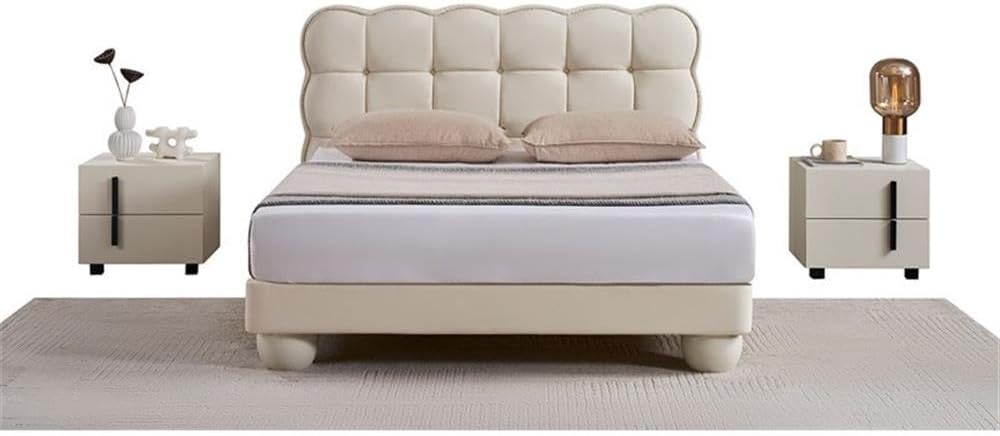 American Eagle NS-D083-W Off White Modern Contemporary Faux Leather Nightstand