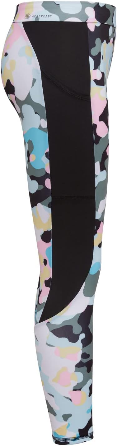adidas Girls' Active Sports Athletic Legging Tight, Black Multicolor Camo, X-Large