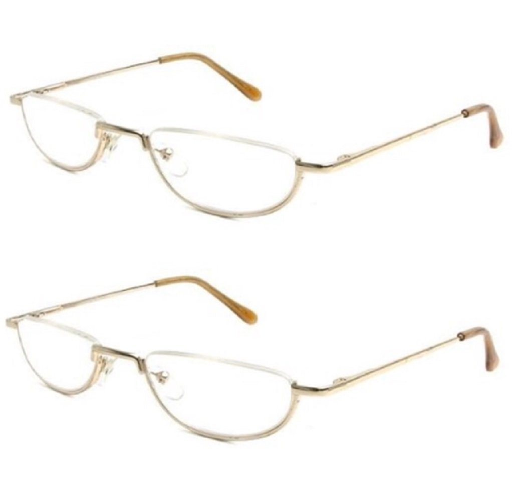 Readers The Lynwood Unisex Half Moon Half Frame 3.50 (2 Pair) Gold
