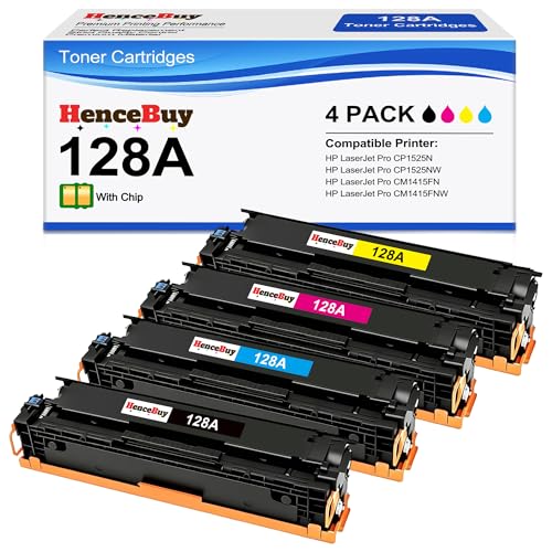 Cartouches toner 128A CE320A CM1415fn CP1525n pack de 4 de rechange pour imprimante LaserJet Pro Color