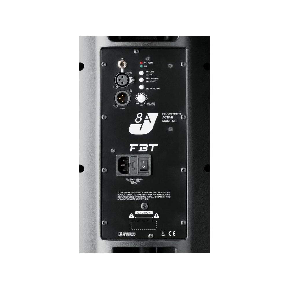 FBT J 8A Monitor audio portatile attivo professionale 200W + 50W RMS - 124dB SPL, Nero