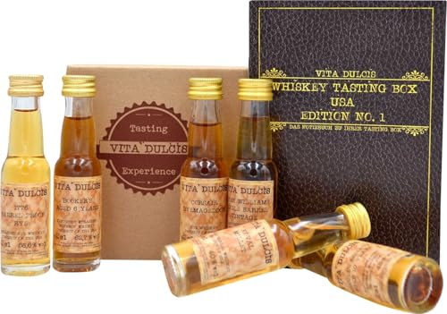 Whisky Probierset | Geschenkset | Tasting Set: USA - 6x0,02l mit Verkostungsbooklet | Vita Dulcis