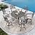 MFSTUDIO Cast Aluminum Bar Height Patio Dining Set of 7, Aluminum 54" Round Bar Height Table with Umbrella Hole and 6 Pieces Bar Height Swivel Stool, Brown