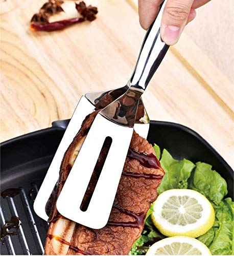 Espátula Triangular Fuerte para Plancha de Cocina, Espátula de Acero Inoxidable, Espátula Raspadores Filete de Ternera Hamburguesa Cocina Herramienta de volteo con Mango de Madera