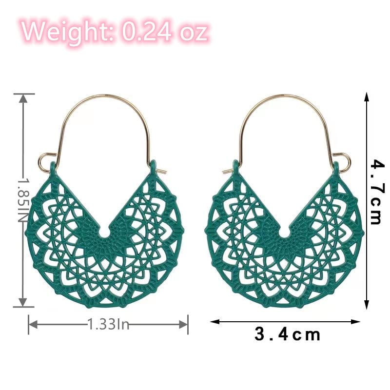 12 pairs of colorful cutout boho cutout pattern bohemia earrings for women hanging dangling fashion set boho DIY lightweight women's earrings candy color earrings2