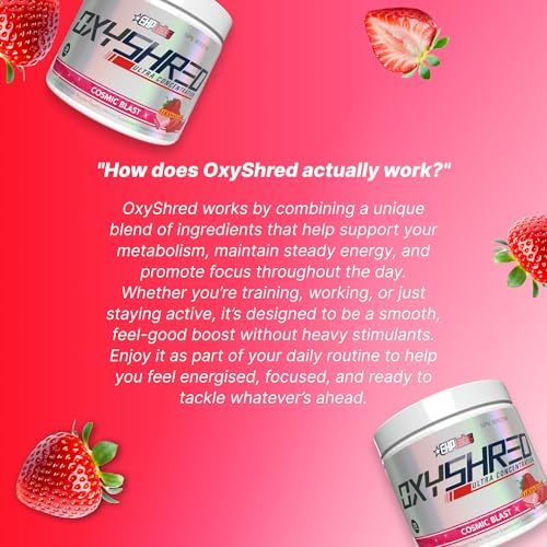 EHP Labs OxyShred Pre Workout Powder – Thermogenic Energy & Fat Metabolism Support for Women & Men – Caffeine Preworkout for Focus & Endurance – Cosmic Blast, 33 Servings - 5