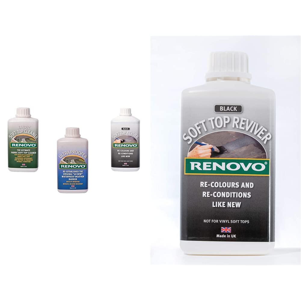 Renovo REN-KIT2 Car Cleaning kit & RHRBLA5001115 International Soft Top Reviver, Black, 500 ml, 500ml