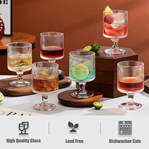 Wookgreat Vintage Wine Glasses Set Of 12, 8 Oz Origami Style Glass Water Goblets, Unique Embossed Pattern Stemmed Cocktail Glasses thumb #5
