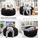 4Ft Bean Bag Chair, Memory Foam Filling Bean Bag Chairs with Velvet Cover, Removable and Machine Washable Cover, Giant Bean Bag Chair for Adult - Black - Image 4