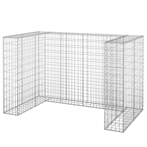 vidaXL Muro de Gaviones para Contenedor de Basura Cobertizo Cubos Cesta Jardín Patio Rejilla Malla Estable Duradera Acero 180x100x110 cm