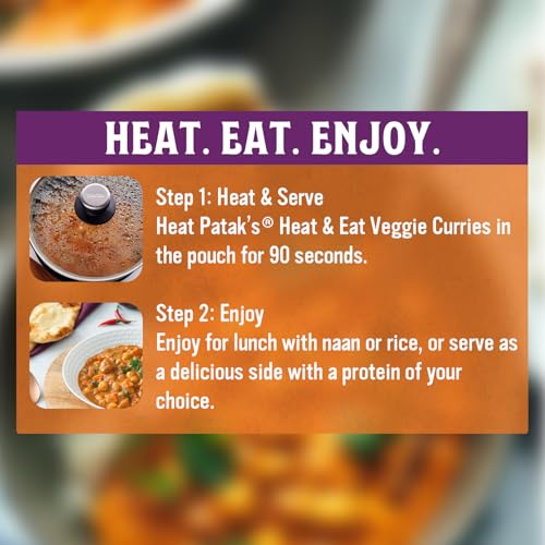 Image of Patak's Butter Chickpeas & Veggies - Vegetarian Ready to Eat Meal - Mild Indian Curry w /Chickpeas, Spinach & Veggies - Microwave Meal for Quick Dinners - Serve with Rice or Naan - 10.5oz (Pack of 6)