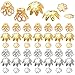 2400pcs Filigree Flower Beads Caps Metal Spacer Beads Caps Hollow Cone End Caps Jewelry Making Accessories for DIY Bracelet Earring Necklace Craft Supplies, 3 Styles, Golden and Silver