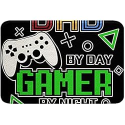 Alfombrilla de baño para videojuegos para niños y niños, moderna consola de videojuegos, alfombrilla de felpa, decoración de baño con parte trasera antideslizante, 20 x 32 pulgadas, negro y verde