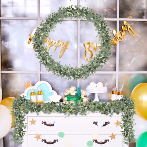 Guirlande d'eucalyptus artificielle fleurs blanches vigne pour décoration arche mariage - 6