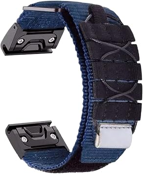 22/ 26mm Sport Nylon Loop Strap Fit for Garmin Fenix 7 6X 6S 6 Pro 5X 5 5S 3HR Bracelet Fit for Garmin Band Belt Watchband Accessories Color Blue, Size for Garmin 26mm