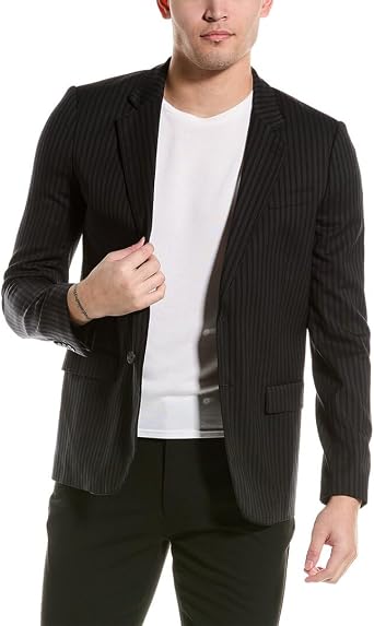 The Kooples Mens Wool-Blend Suit Jacket, 50, Black