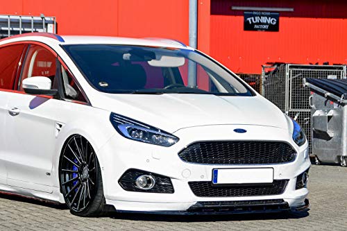 Spoiler avant noir brillant avec ailettes pour Ford S-MAX 2 2015-2019