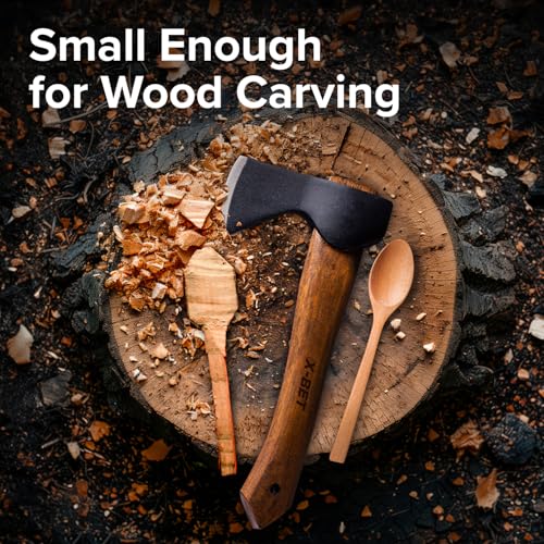 X-bet MAGNET 12" Hand-Forged Hatchet with Sheath and Sharpener - Camping Axe, Bushcraft and Survival Hatchet Spring Steel Blade - Small Axe Perfect for Wood Carving, Cutting, Splitting and Gardening