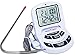 Digital Meat, Oven, BBQ and Oven thermometer. Bright LED flashing alarm light, loud alarm and leave-in stainless steel food probe. Battery included.