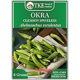 TKE Farms & Gardens - Clemson Spineless Okra Seeds for Planting, 100+ Heirloom Non-GMO Seeds, Easy to Grow for Outdoor Gardens, High-Yield Variety that Thrives in Warm Climates