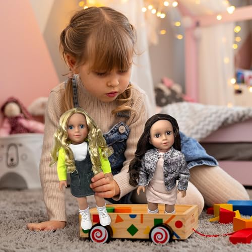 18 Inch Dolls with Soft Hair &ndash; Soft Body 18 inch Doll, Poseable Vinyl Arms & Legs, Dress Outfit &ndash; Cute 18" Doll Set for Girls