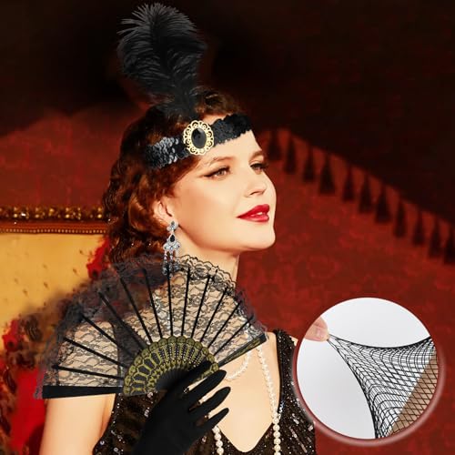 VFANDV Accesorios Años 20 Mujer, Set de 10 Piezas con Headband Flapper y Accesorios de Charleston para Fiesta, Disfraz de Halloween y Theme Party - imagen 5