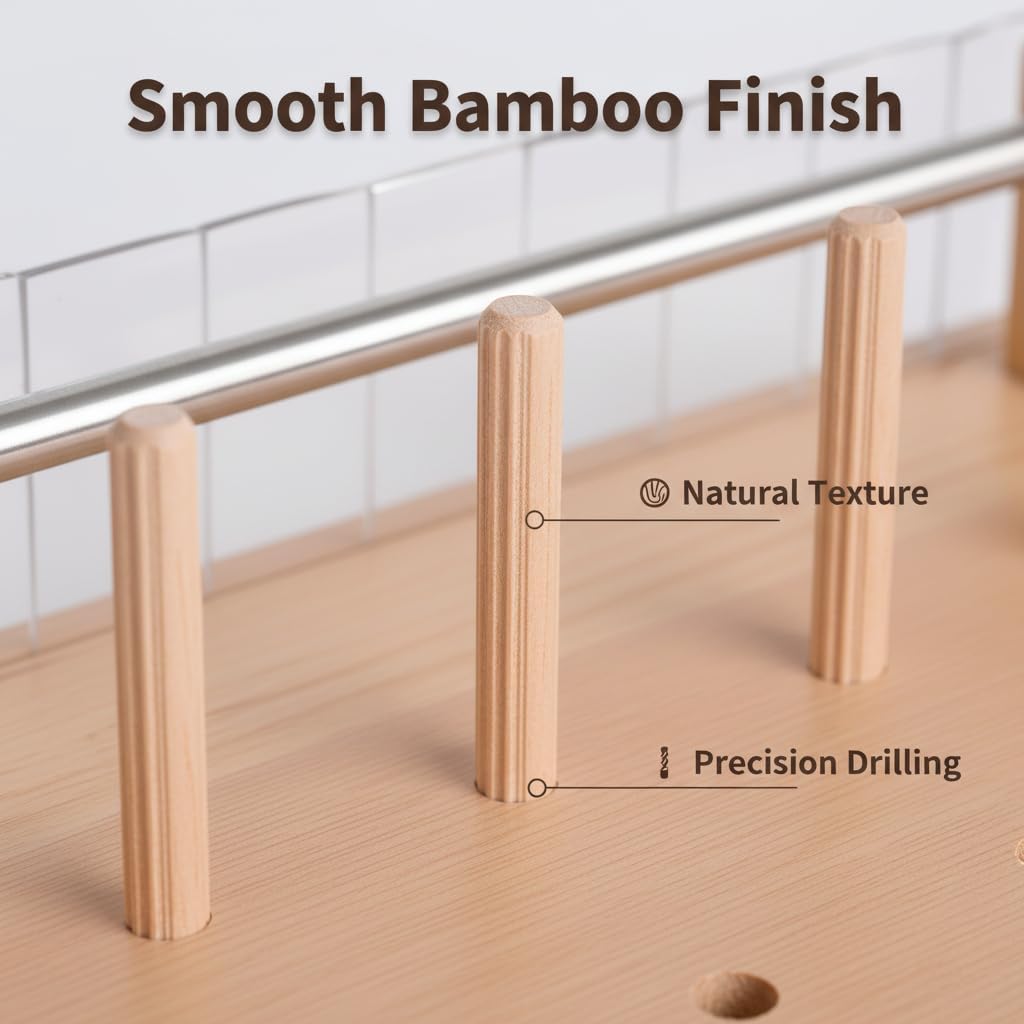 Ninebendstreams Small Bamboo Thread Holder 12 Wire Spool Rack,Sewing Organizer for Flash, Wire, and Decorative Threads Fly Tying and Jigs