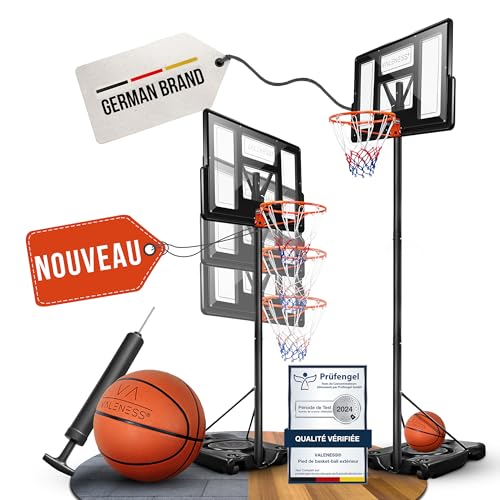 VALENESS® Panier de Basket extérieur – Support réglable en Hauteur [135 à 305 cm] et résistant aux intempéries – Panier Professionnel avec Ballon de...