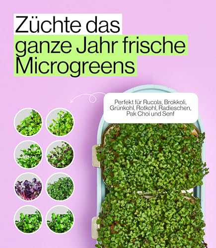 Ingarden Starter-Set – Microgreens Küchengarten in Blau Ozeanplastik-Recycled + 3 Bio-Saatpads – Zieh dir Deine eigenen Microgreens in nur 7 Tagen – 40x mehr Nährstoffe – ohne Erde – modernes Design