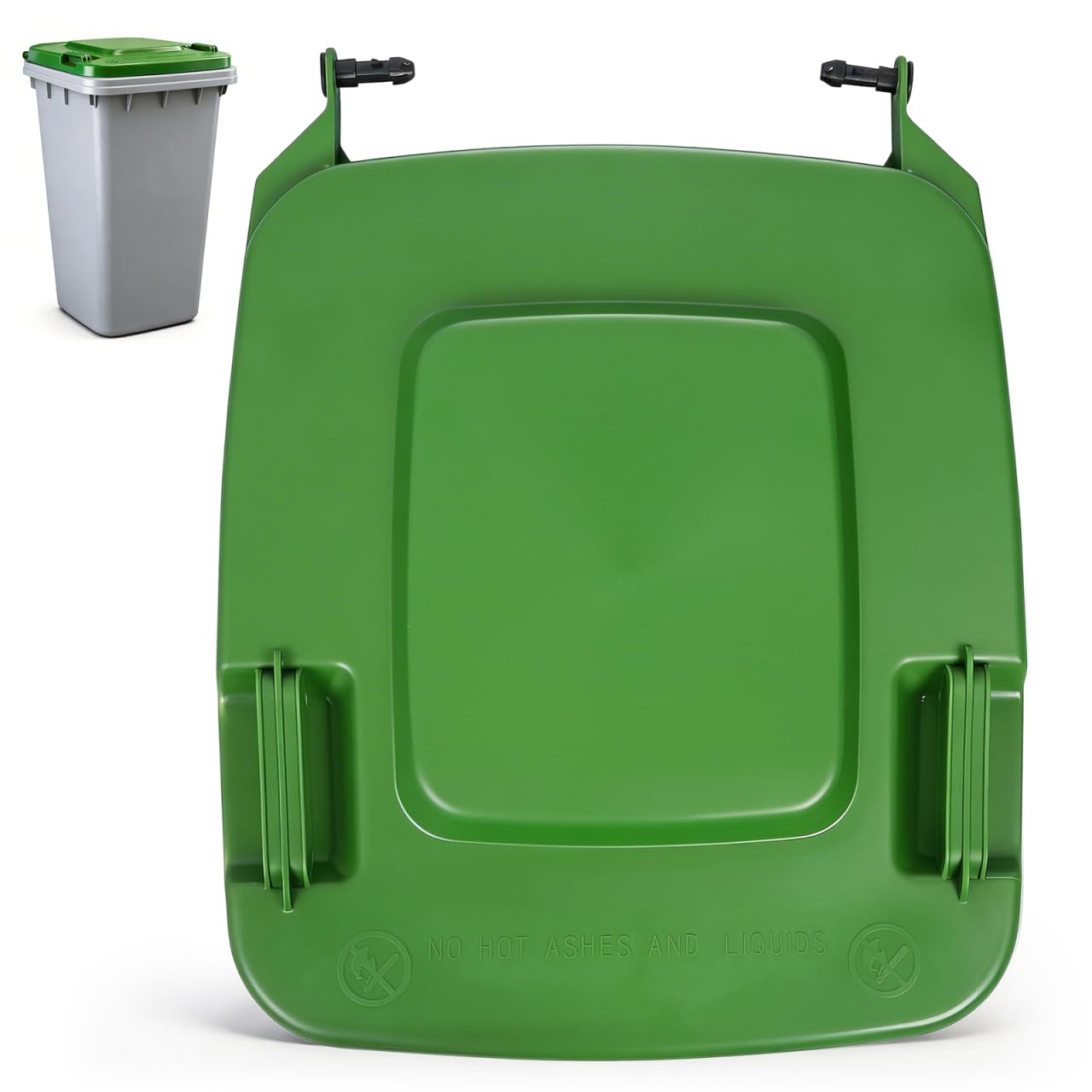 NOLITOY Large Wheelie Bin Lid Replacement, 27x22 Inch Green Plastic Trash Can Lid for 240L/63 Gallon Outdoor Sanitation Waste Bins, Weather-Resistant & Easy Installation Garbage Can Cover