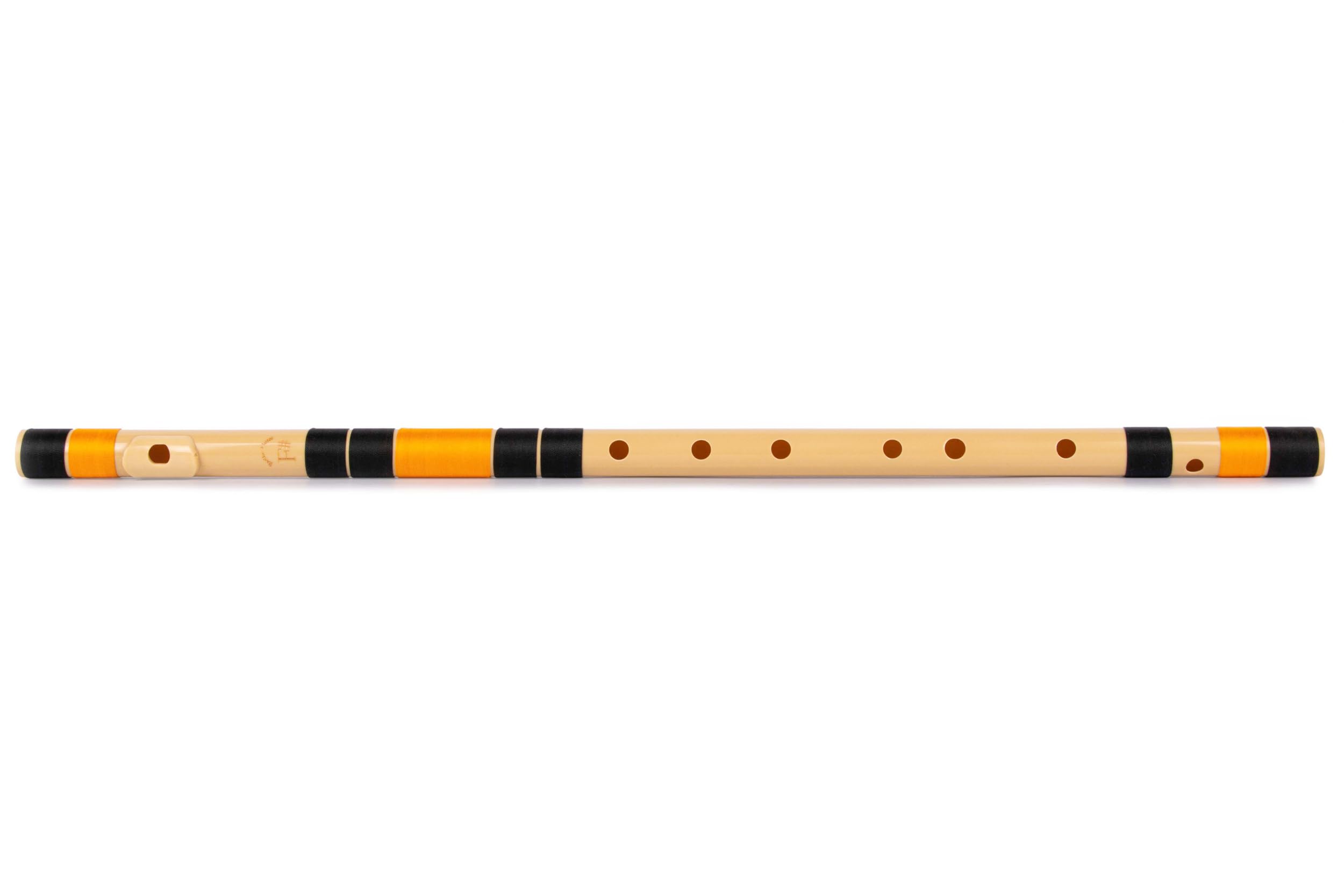 F Sharp Right-Handed Base Bansuri | Durable, Washable & Crack-Resistant PVC Flute | Black & Orange | Includes Hindi & English Online Flute Lessons