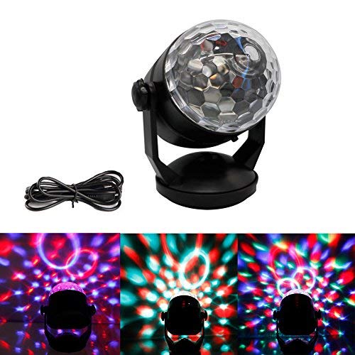 Lianqi Portable Disco Ball Party Projector Lights Multi-color Changes Rotating Crystal Magic Ball Stage Lights,Battery Powered/USB Plug in,Stage Lights Show for DJ KTV Club Bar Party Disco Show